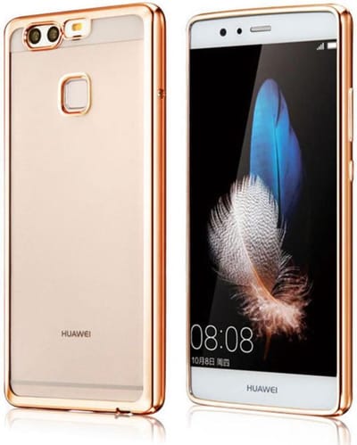 Hoesje geschikt voor Huawei P10 - Electroplating TPU Case Transparant met Gouden Bumper (Golden Silicone Hoesje)