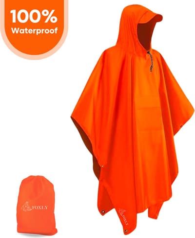 FOXLY® Regen Poncho Unisex - Fietsponcho - Dames & Heren - Waterdicht - Oranje
