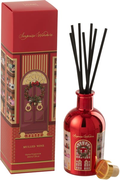 J-Line geurstokjes Surprise Window - Mulled Wine - glas - rood