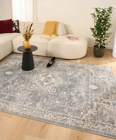Vintage vloerkleed - Classic Bernard blauw/wit 80x150
