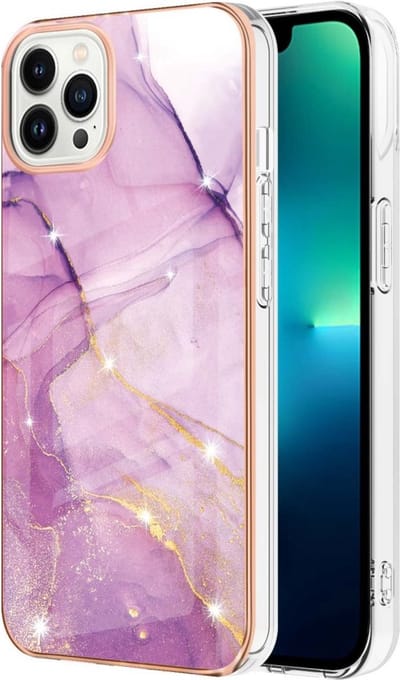 Peachy Marble Stone TPU hoesje geschikt voor iPhone 14 Pro - paars