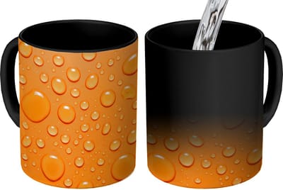 Magische Mok - Foto op Warmte Mokken - Koffiemok - Water - Druppels - Oranje - Magic Mok - Beker - 350 ML - Theemok