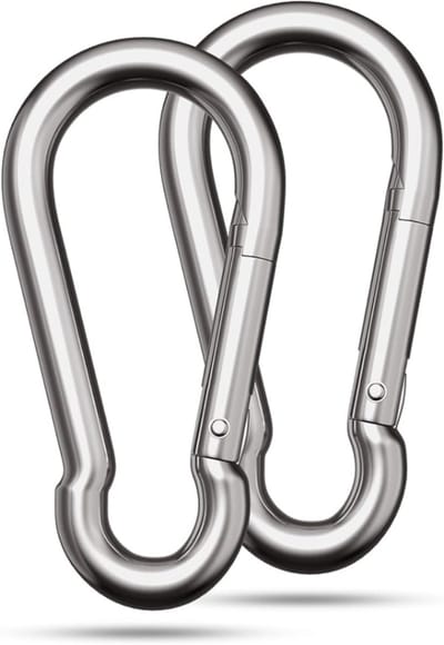 DX - Premium Duopakket Gegalvaniseerde Karabijnhaak - 2 stuks - 7x70mm - Verzinkt Staal - Glanzend Zilver