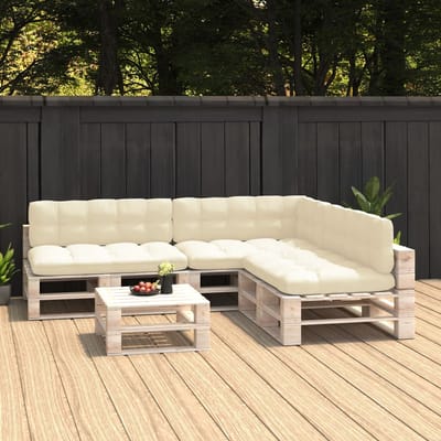 vidaXL - Bankkussens - pallet - 7 - st - crème