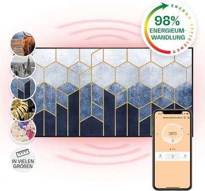 Klarstein Air Art Smart Infraroodverwarming, Infraroodverwarming met IoT/WiFi app-bediening, Openraamdetectie, Infraroodverwarming met thermostaat, CO2-vrije elektrische verwarming 700W