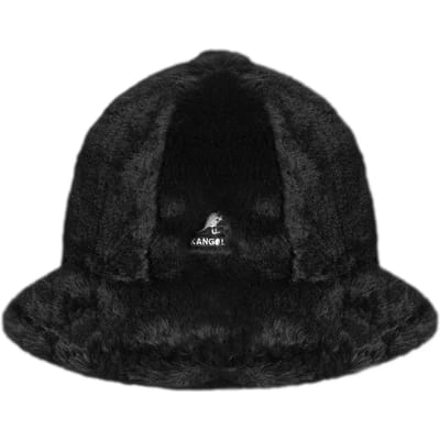 Heren bucket hat imitatiebont casual zwart