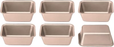 Set van 6 Mini Broodvormen Rechthoekig, Koolstofstaal, Antiaanbaklaag