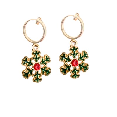 Klem oorbellen -kerst-groen- rood -ster-goudkleur- geen gaatje- Charme Bijoux