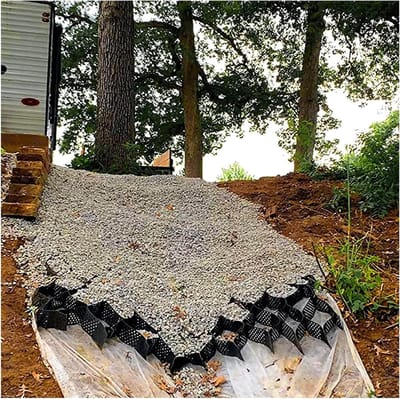 Grind Stabilisator Raster - Wegbed Versterking - Oprit Aanleggen - Hoge Treksterkte - 5cm Hoog 6x6m - Zwart