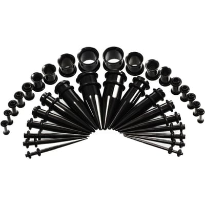 Roestvrij Staal Taps toelopende Oor Expanders 36 Delig Assortiment Set Piercing Sieraden zwart