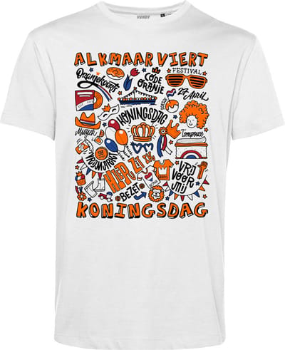 T-shirt Alkmaar Oranjekoorts | Wit | maat XS