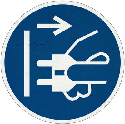 Stekker uit stopcontact gebodsbord - M006 | Sign Again materiaal | 10 cm