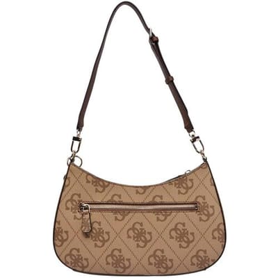 GUESS schoudertas Noelle II Top Zipper Shoulder Bag Latte Logo / Brown Lichtbruin