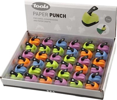 Ponsen - Hobbypons Set - DIY Ponsen Voor Papierdecoratie - Stansgereedschap Voor Creatieve Hobby's - Thema Ponsen Voor Knutselen - Kleine Ponsen Voor DIY - Variabele Papierponsen - 9 mm - 36 Stuks