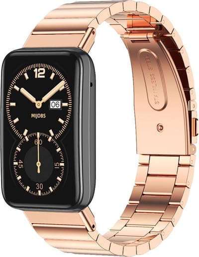 By Qubix - Stalen schakelband - Rosé goud - Geschikt voor Xiaomi Smart Band 7 Pro / Mi Band 7 Pro bandje