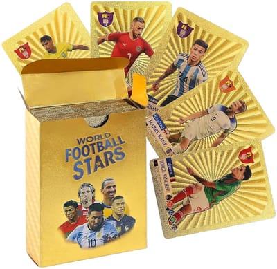 Crrynuo Cards - World Cup European Cup Football Star Cards - Football Gold Foil Cards - 55 stuks, 88*63mm, goud