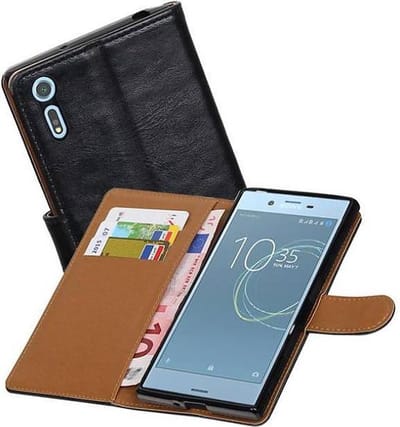 Zakelijke Book Case Telefoonhoesje Geschikt voor de Sony Xperia XZs - Portemonnee Hoesje - Pasjeshouder Wallet Case - Zwart