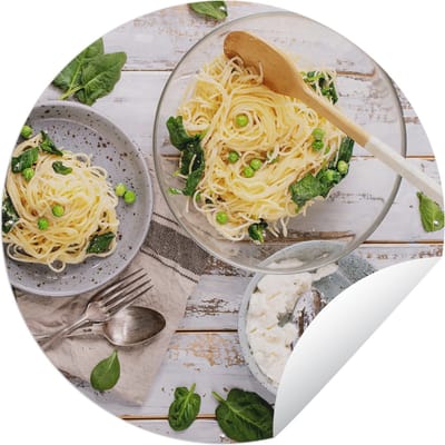 Tuincirkel Pasta - Basilicum - Koken - 60x60 cm - Ronde Tuinposter - Buiten