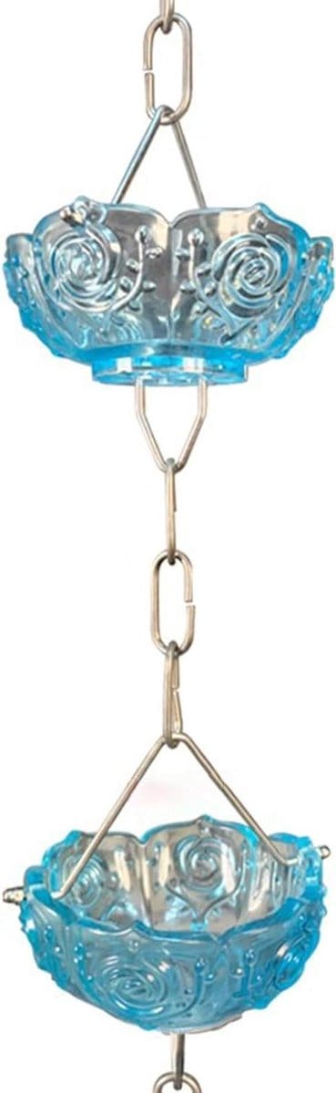 Regenketting - Regenpijp decoratie - Waterafvoer buiten - Stijlvol alternatief - 100 cm - Blauw transparant