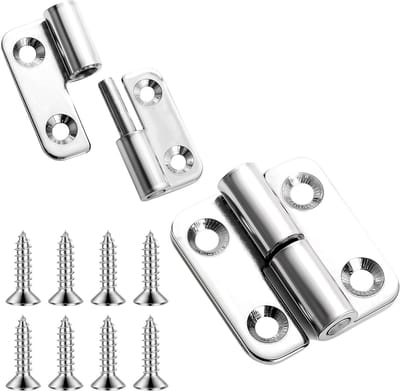 SnelShoppen - 2 Stuks Afneembare Scharnieren 1.5 Inch Roestvrij Staal 304 Voor Deur - Kleine Vlag Scharnieren Voor Vouwmeubels - Ideaal Voor Rechtsdra
