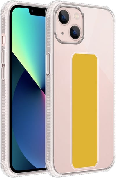 Cadorabo Hoesje geschikt voor Apple iPhone 13 in GEEL - Beschermhoes gemaakt van flexibel TPU silicone Cover Case met houder en standfunctie
