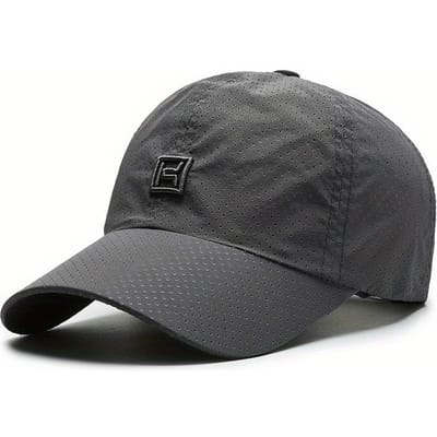 Casquette de baseball unisexe respirante à séchage rapide avec pare-soleil et motif tendance pour la pêche en plein air Adjustable gris foncé