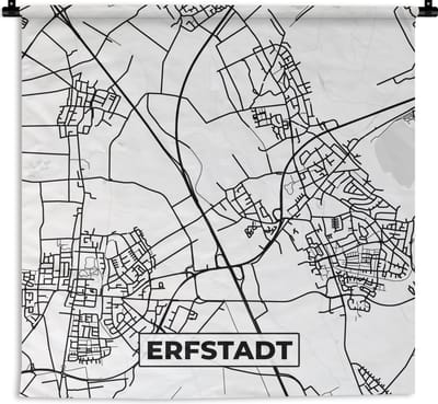 Wandkleed - Wanddoek - Erfstadt - Plattegrond - Kaart - Stadskaart - 180x180 cm - Wandtapijt