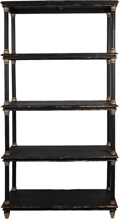 Clayre & Eef Boekenkast 110x40x210 cm Zwart Hout