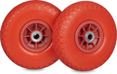 2x steekwagenwiel 3.00-4" - 260x85 mm - rubber - tot 80 kg - bolderkarwiel - rood
