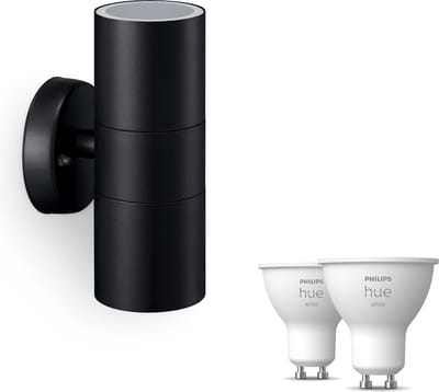 Philips Hue Kylis Wandlamp voor Buiten Up & Down (Zwart) - Buitenlamp - GU10 - Warmwit Licht - Hue White