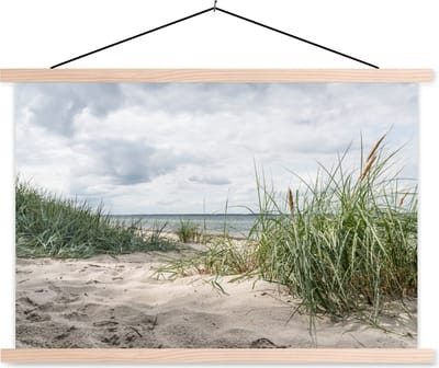 Posterhanger incl. Poster 150x100 cm - Schoolplaat - Zand - Planten - Duitsland - Textielposter - Blanke latten