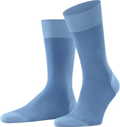 FALKE Fine Shadow gedessineerd katoen sokken heren blauw - maat 43-44