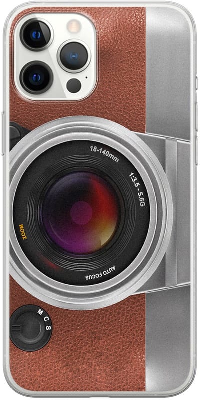Leuke Telefoonhoesjes - Hoesje geschikt voor iPhone 12 Pro Max - Vintage camera - Soft case - TPU - Print / Illustratie - Bruin