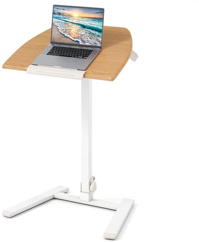 COSTWAY Bijzettafel in hoogte verstelbaar met wieltjes, statafel met 90° kantelbaar tafelblad, inklapbaar staand bureau, laptoptafel voor woonkamer, slaapkamer, 65 x 49 cm
