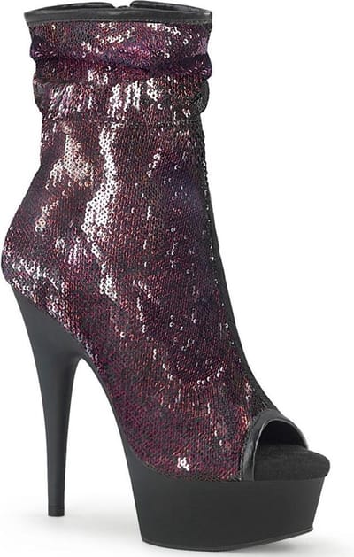 Pleaser - DELIGHT-1008SQ Plateau Laarzen - US 6 - 36 Shoes - Zwart/Paars