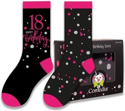 Kadosokken 18 jaar pink Unisex Geschenkset Maat 37-42