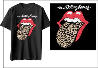 The Rolling Stones - Leopard Print Tongue Heren T-shirt - S - Zwart