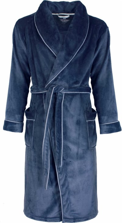 Paul Hopkins Heren Badjas - Kamerjas - Fleece - Blauw - Maat S