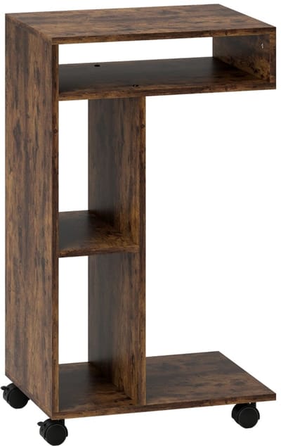 Keukentrolley - 40x30x69 cm - C-Vorm Met 3 Vakken - Bijzettafel - Metaal - Rustiek Bruin