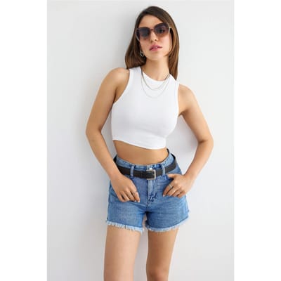 Basis Geweven Crew-Neck Tanktop