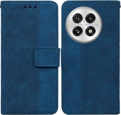 Coverup Hoesje - Geschikt voor OnePlus 13 Hoesje - Coverup Geometric Book Case - Blauw