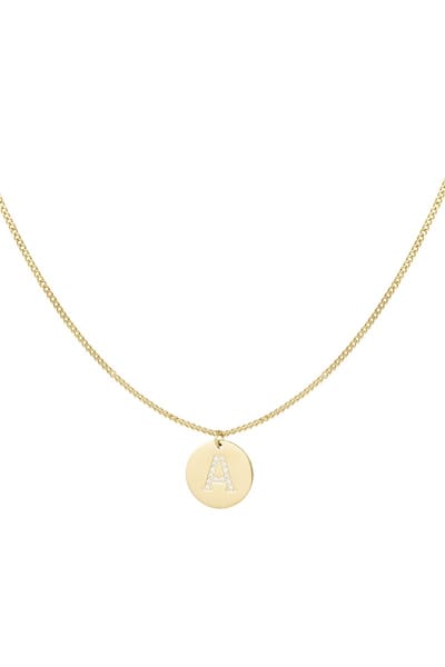 90 NOTES - Initial Strass Ketting - Letter A - goudkleurig