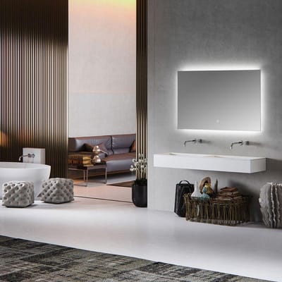 Diamond Line Kiki - Badkamerspiegel met LED Verlichting en Verwarming - 100x60 - Rechthoek - Touch Lichtschakelaar - Dimbaar