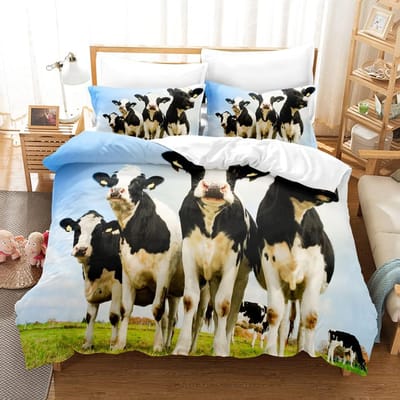 Melkkoe Dekbedovertrek Westerse Boerderijdier Dekbedhoes Cartoon Beddengoed Set King Queen Twin Boerderij Beddengoed Set Kawaii Kamerdecoratie 150*200cm 3pcs