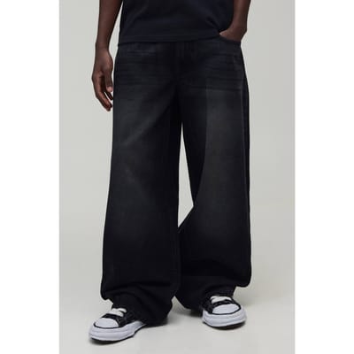 Baggy Jeans Met Geborduurd Achterzakontwerp | Washed Black | Size 30