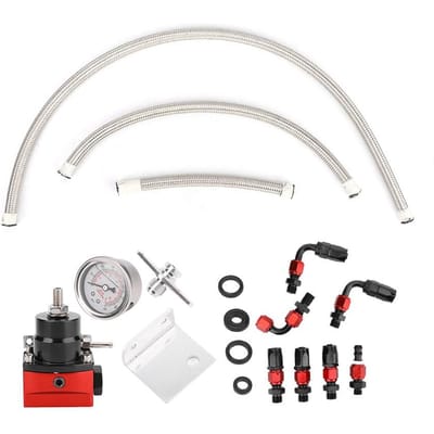 Universele Verstelbare Auto Zwart Rood Brandstofdrukregelaar Kit Olie 0 100psi Meter