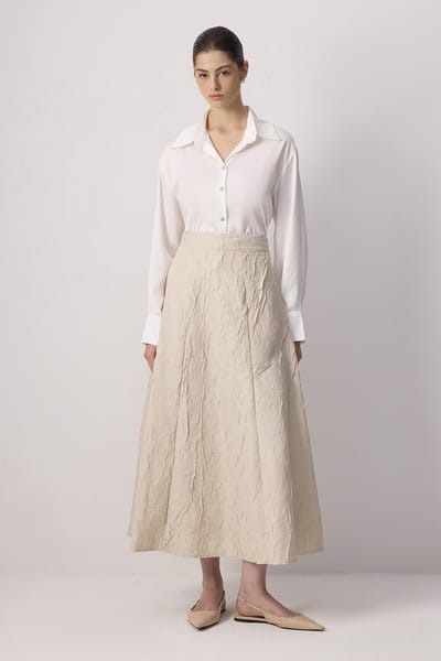 Touché Privé - Jacquard A-lijn rok - Beige - Dames