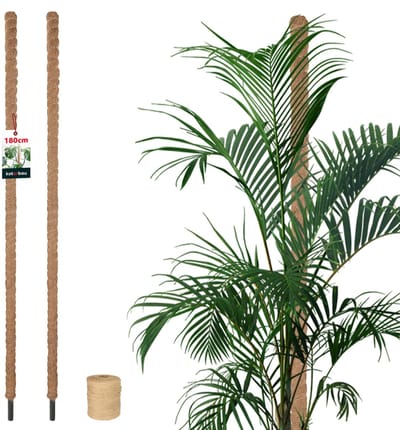 KOTARBAU® 2 st Kokosstok, Plantenstok, ⌀ 3,2 x 180 cm, Kokosstaaf, Klimhulp Monstera, Bruin, Kokosvezel, Klimhulp, Plantenstaaf, Kokosstok voor Monstera, Kokosstaaf voor Klimplanten