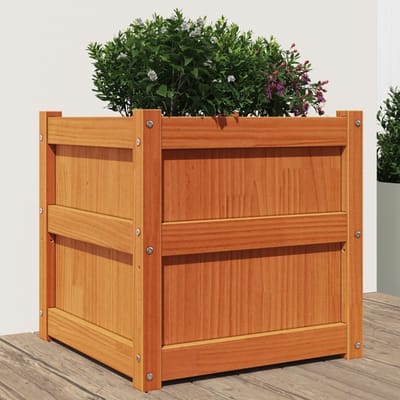 vidaXL - Plantenbak - 50x50x50 - cm - massief - grenenhout - wasbruin