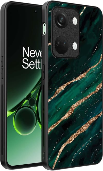 Smartphonica Telefoonhoesje Geschikt voor OnePlus Nord 3 met marmer opdruk - TPU backcover case marble design - Groen Goud geschikt voor OnePlus Nord 3